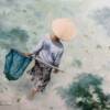"Collecting seaweed, Lembongan Island"  oil on canvas  38 x 30cm  SOLD