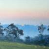 "Smokey sunset, Hartley"  oil on canvas board  22.5 x 12.5cm  SOLD
